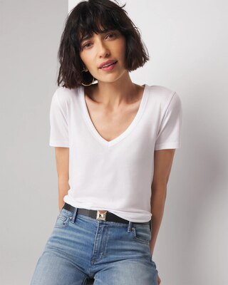 Cotton Modal V-Neck Tee | White House Black Market