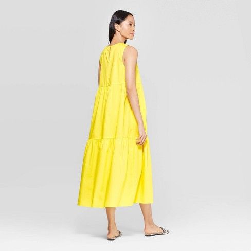 Women's Sleeveless Crewneck Tiered Maxi Dress - Who What Wear™ Yellow | Target