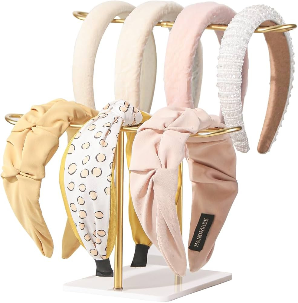 2 Tier Headband Holder,Metal Hair Band Organizer,Ear Diplay Stand,Hair Accessories Bracelets Bedr... | Amazon (US)