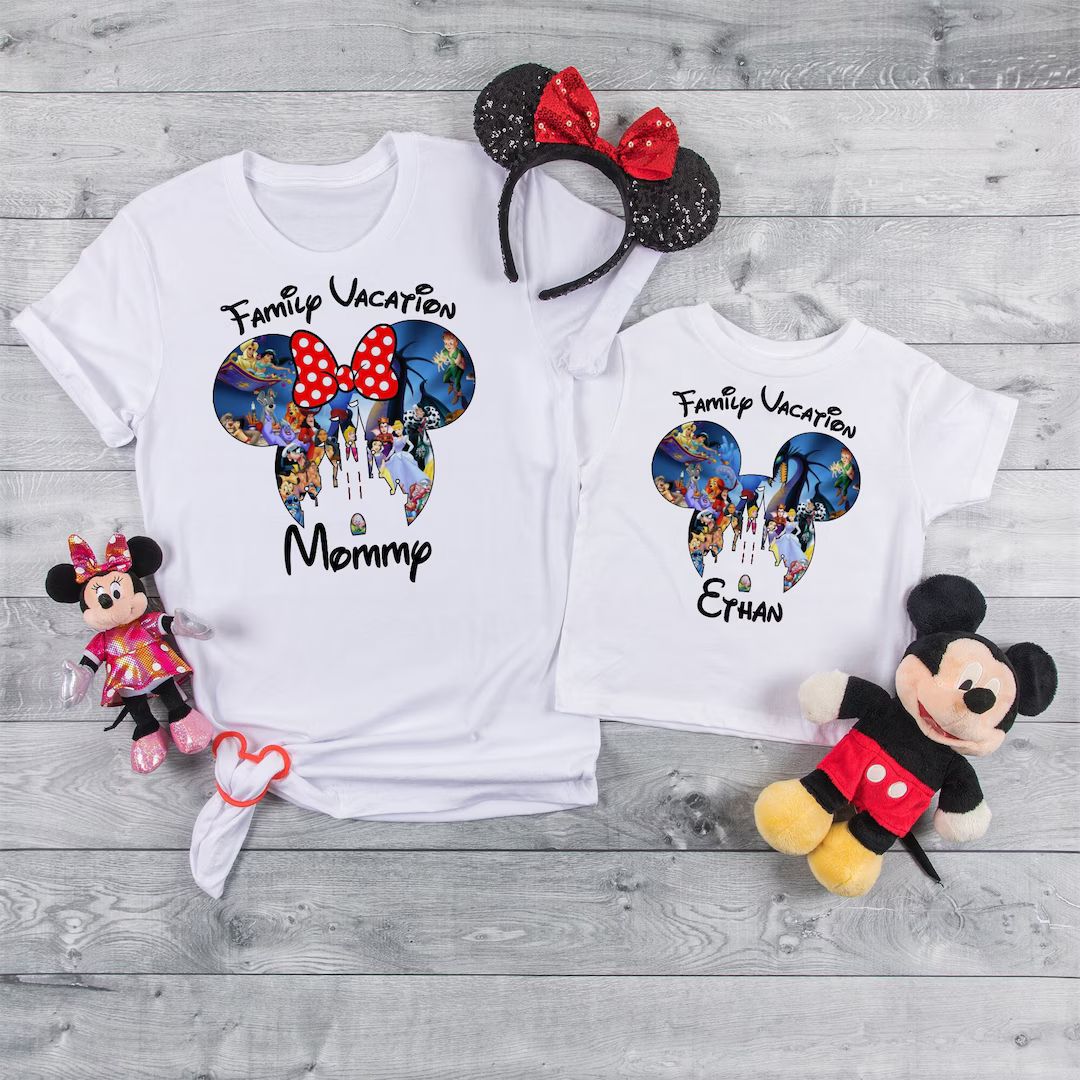 Walt Disney Matching Shirts, Disney Trip, Disney Family Shirts With Custom Names, Disney Kids Shi... | Etsy (US)