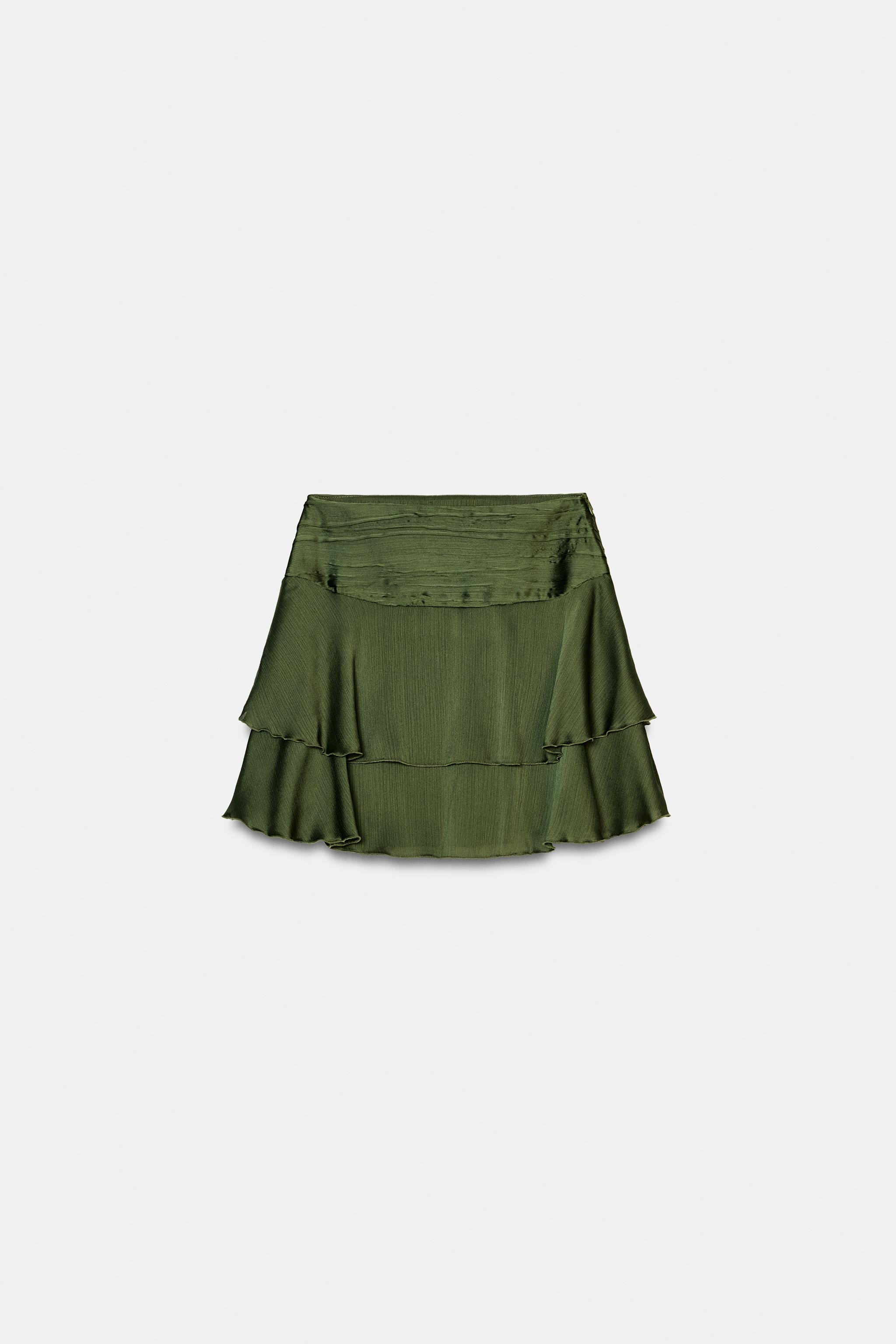 SATIN EFFECT RUFFLED MINI SKIRT | Zara US