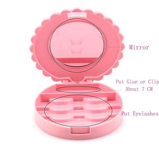 Eyelash Case Cosmetic Mirror Storage Box Pink Place Eyelashes | Amazon (US)