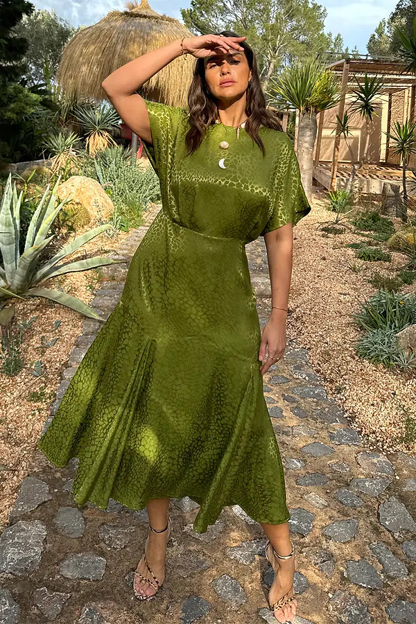 Green Jacquard Midi Erin Dress | Never Fully Dressed (UK & IE)