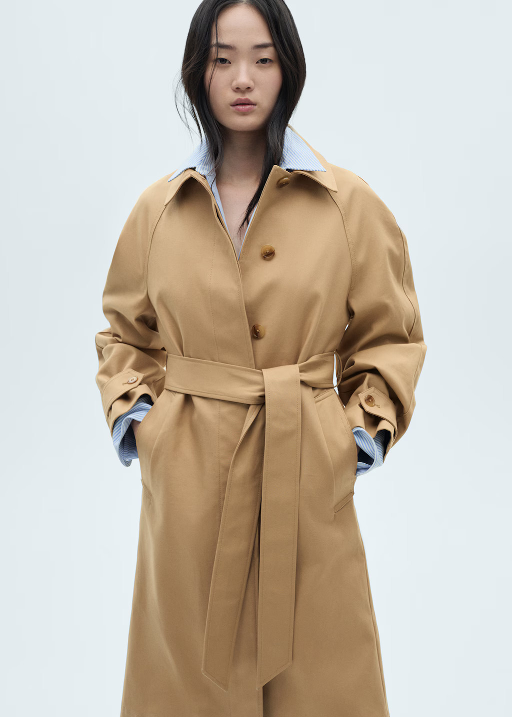 Cotton trench coat with belt | MANGO (UK)