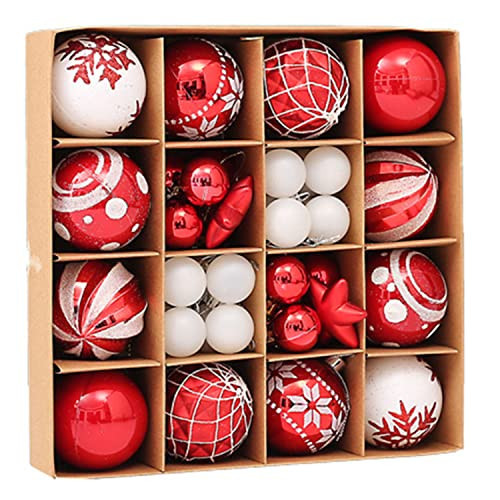 46Ct Red White Christmas Tree Ball Assorted Ornaments Pendants, 2.4" Christmas Shatterproof Shine Ball Decoration for Christmas Tree Holiday | Amazon (US)