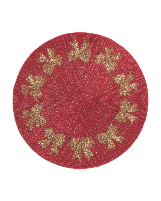 Bow Border Round Beaded Placemat | TJ Maxx