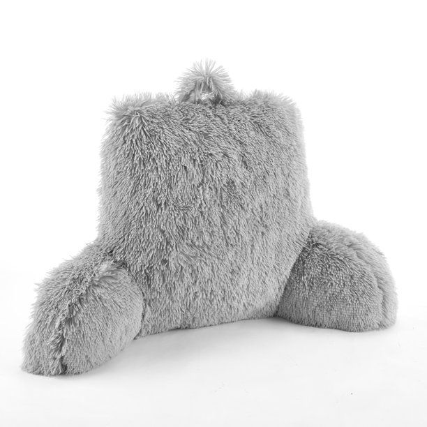 Mainstays Long Hair Faux Fur Backrest Pillow, Gray | Walmart (US)