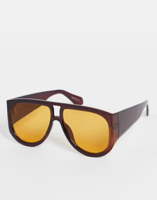 My Accessories London oversized aviator sunglasses in tortoiseshell | ASOS (Global)