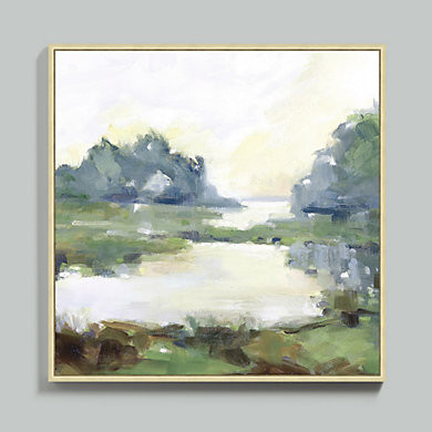 Soft Light Champagne Framed Canvas with Hand Embellished Texture & Wood Frame | Ballard Designs, Inc.