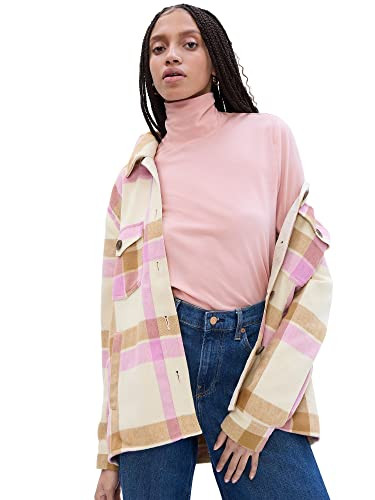 GAP Womens Long Sleeve Turtleneck Shirt, Pink Standard, X-Small US | Amazon (US)