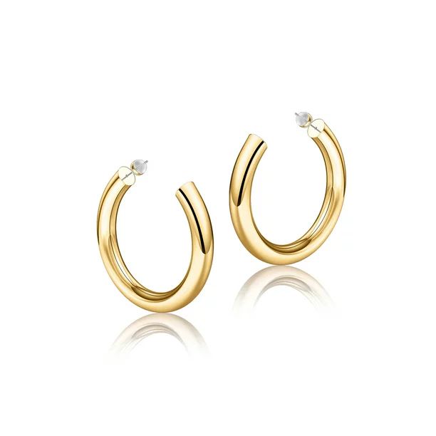 TINGN Gold Hoop Earrings for Women 14K Gold Plated Lightweight Chunky Open Hoops - Walmart.com | Walmart (US)