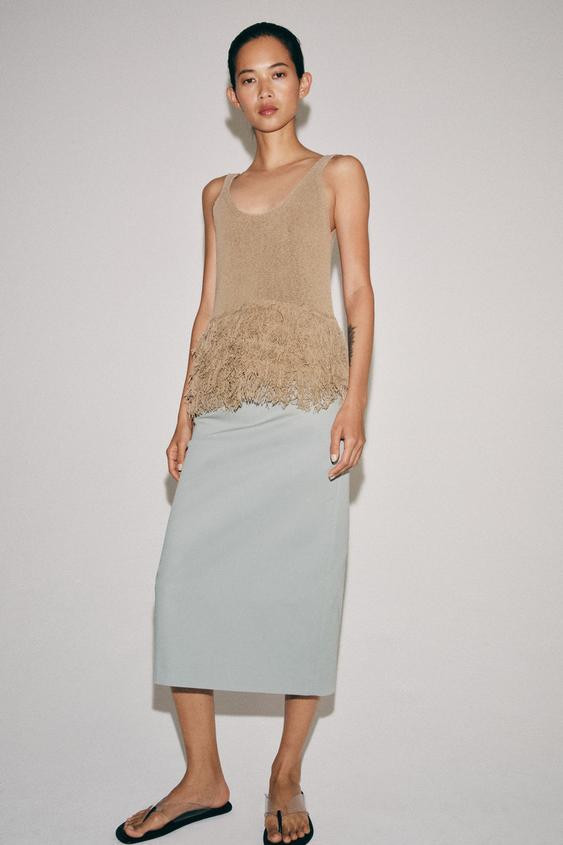 FRINGED KNIT TOP | Zara UK