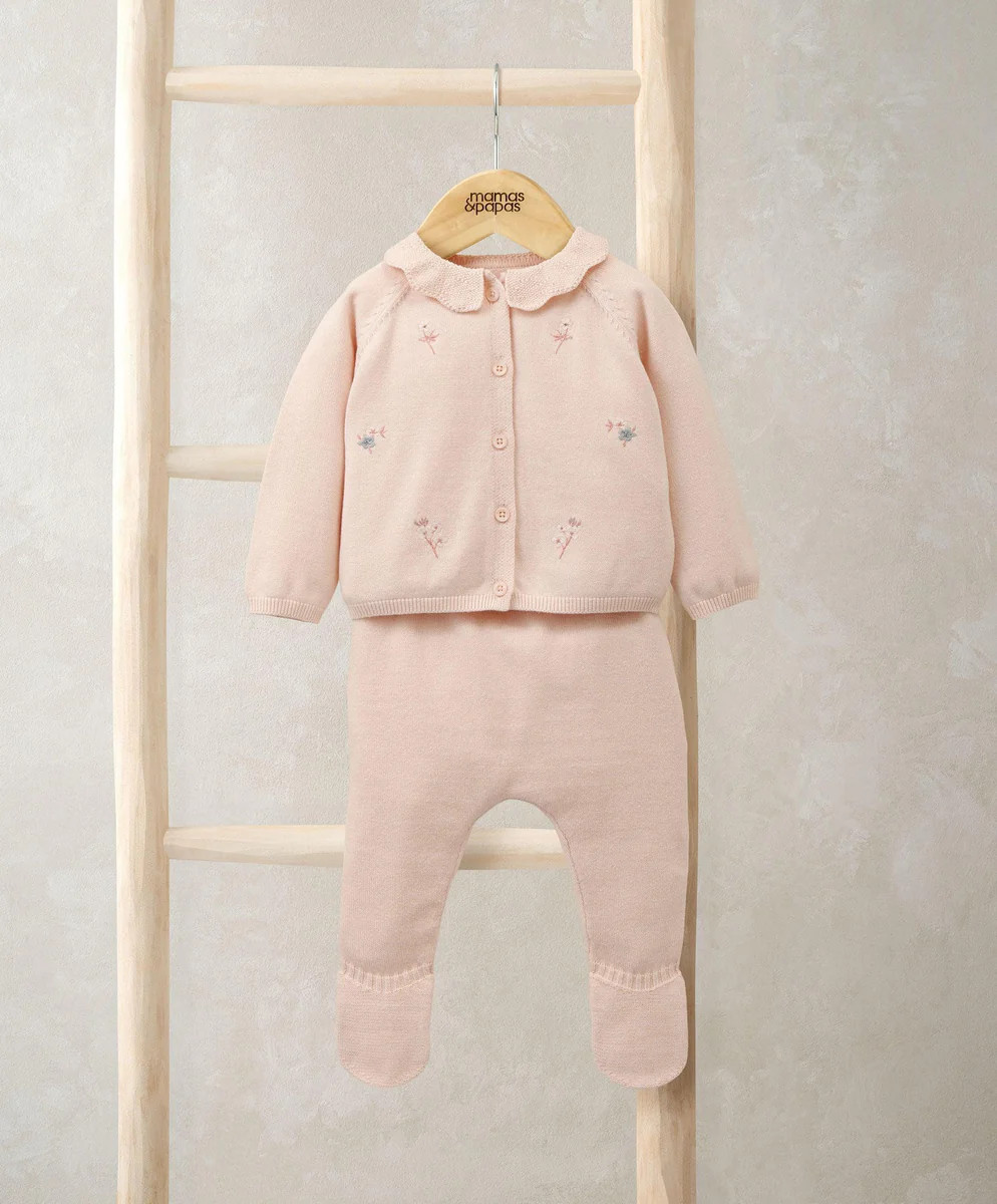 Peter Pan Collar Embroidered Top & Leggings Set (2 Pieces) - Pink | Mamas & Papas