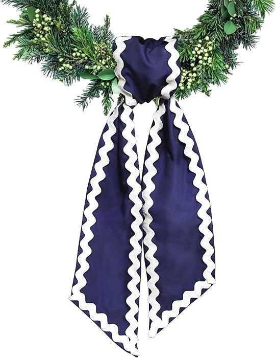 Wreath Sash for Front Door Blue Cotton Wreaths Satin Sash Burlap Garland Ribbon Accessories for W... | Amazon (US)