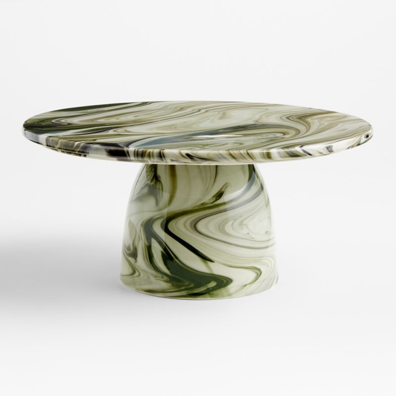 Simone Marbleized Stoneware Cake Stand + Reviews | Crate & Barrel | Crate & Barrel