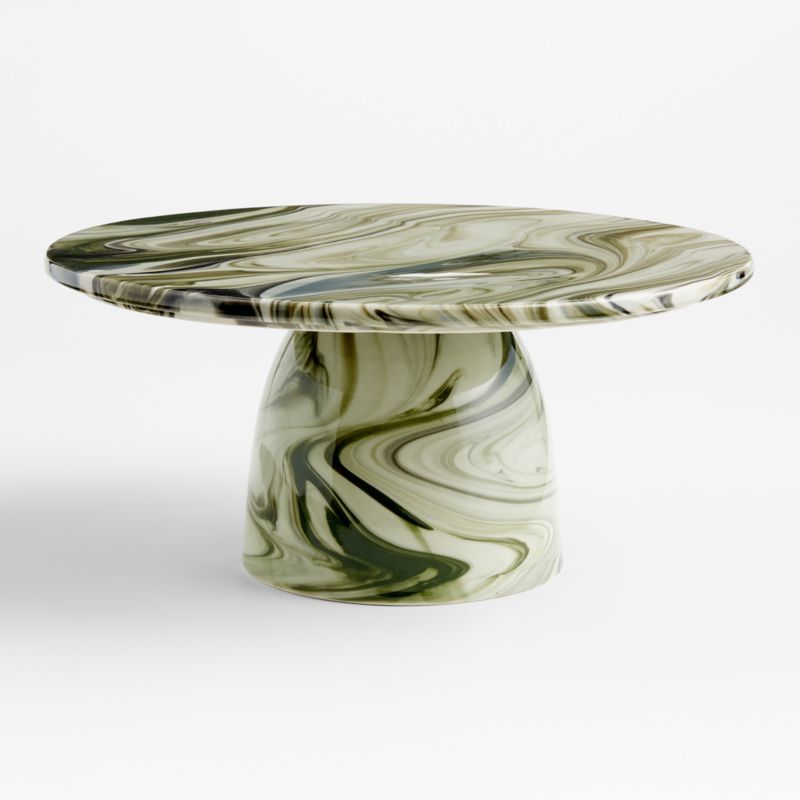 Simone Marbleized Stoneware Cake Stand + Reviews | Crate & Barrel | Crate & Barrel