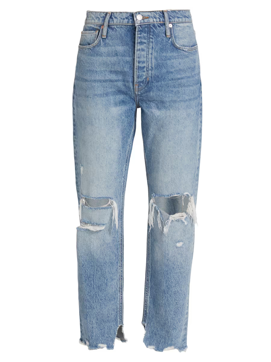 High-Rise Distressed Tapered Baggy Boyfriend Jeans | Saks Fifth Avenue