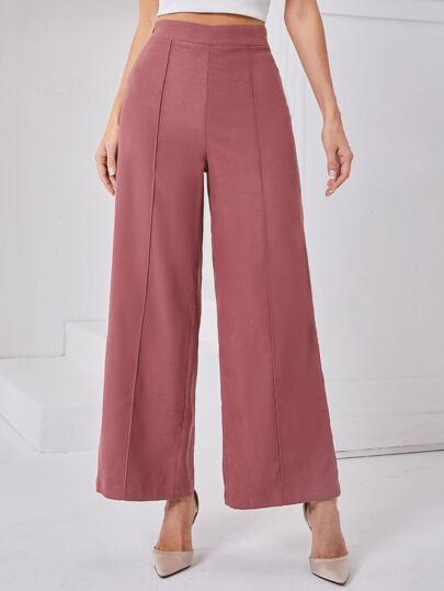 SHEIN Wide Leg Contrast Stitch Pants | SHEIN
