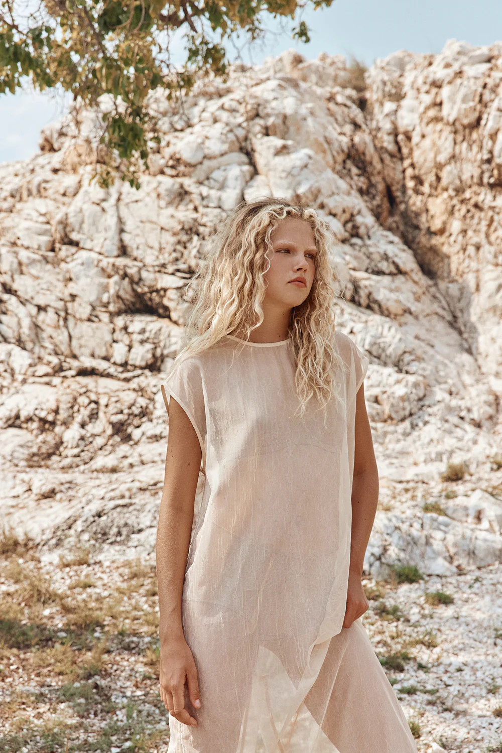 Nara Sheer Maxi Dress Ecru | VRG Grl