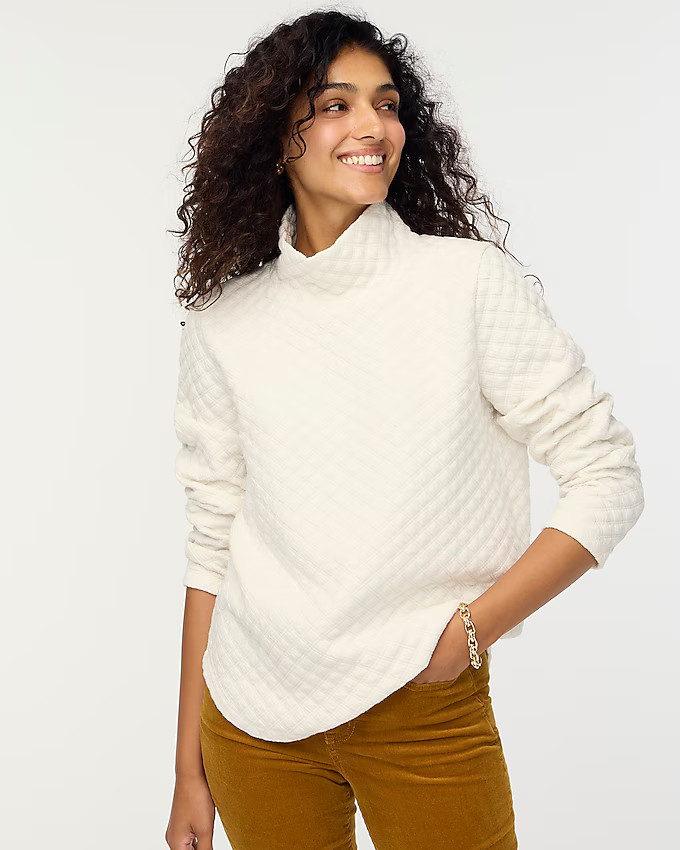 Quilted mockneck pullover | J.Crew Factory
