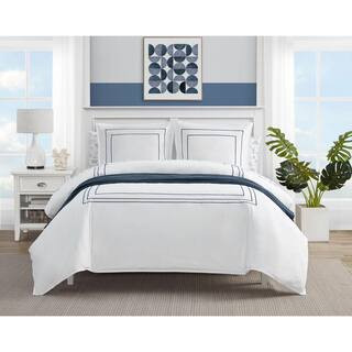 Nautica Alden 3-Piece White Cotton Blend King Duvet Cover Set | The Home Depot