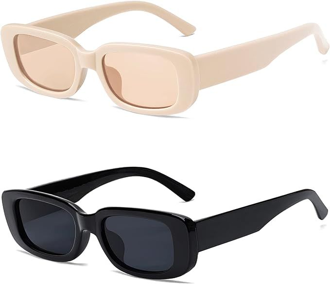 Rectangle Sunglasses for Women Black 90S Retro Sunglasses Trendy Y2K Aesthetic Sunglasses Square ... | Amazon (US)
