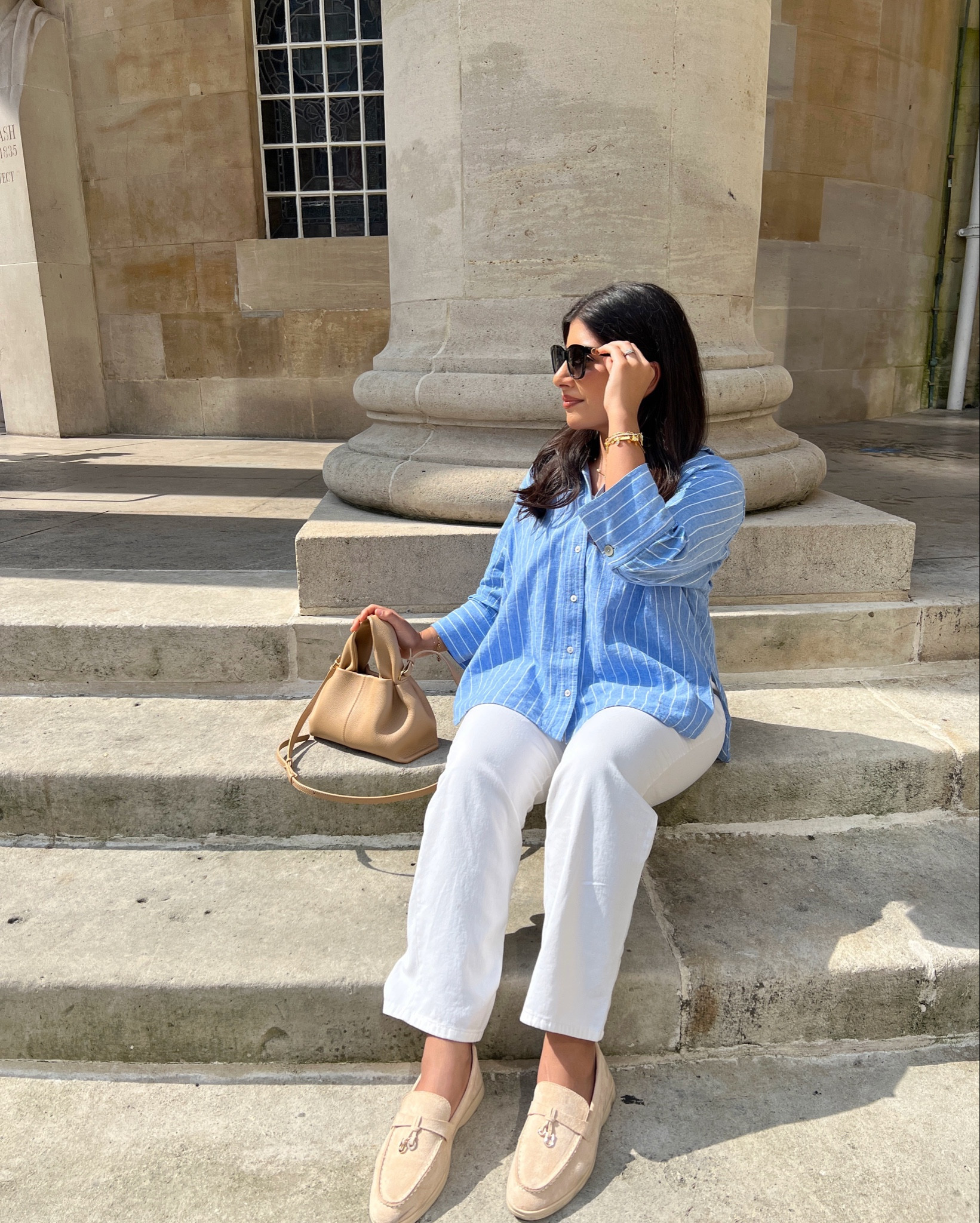 blue linen shirt and white trousers 💙

I wear size 10 in the shirt but 8 would have been fine 

#LTKfindsunder50 #LTKshoecrush #LTKSeasonal