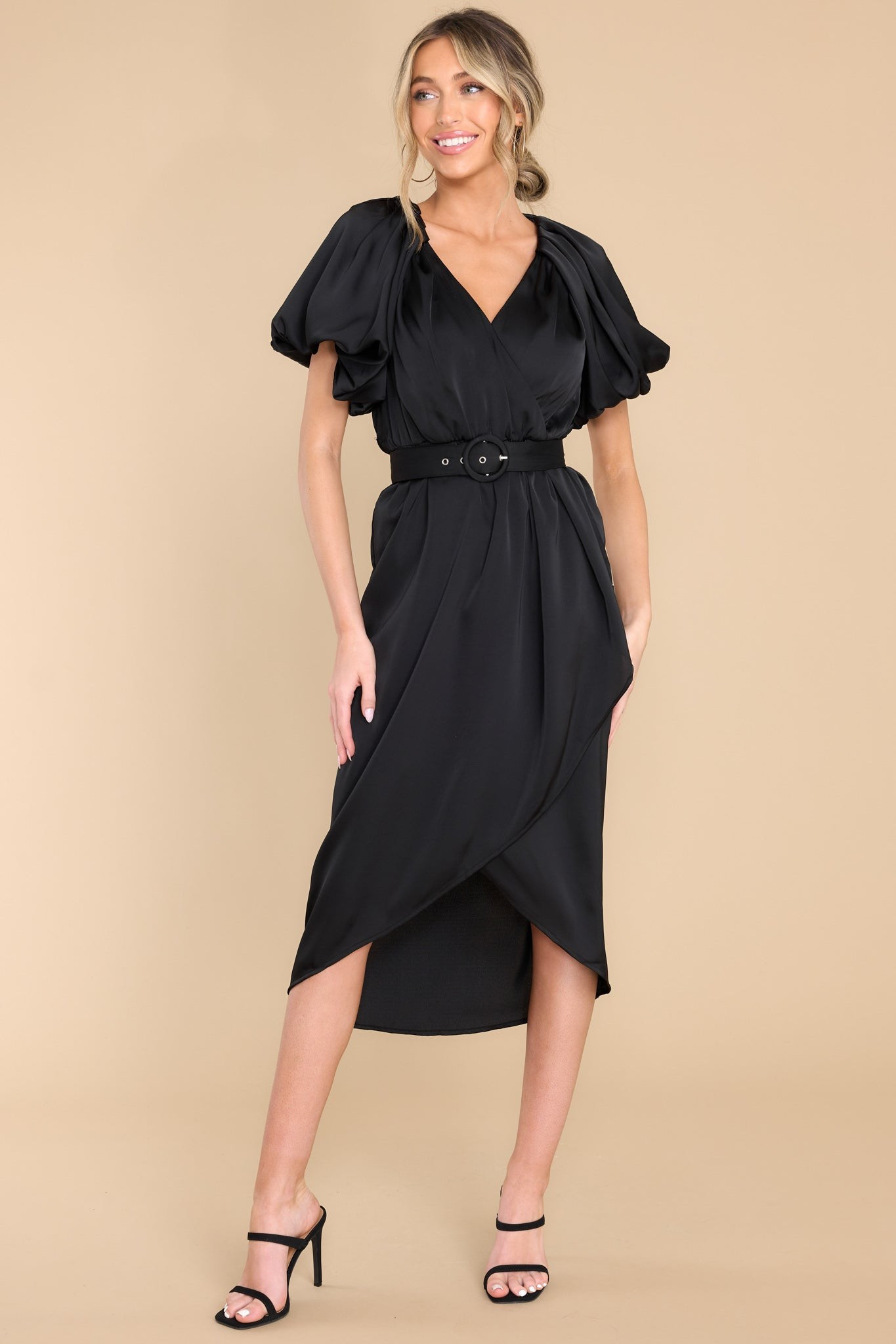 Enchanting Goddess Black Midi Dress | Red Dress 