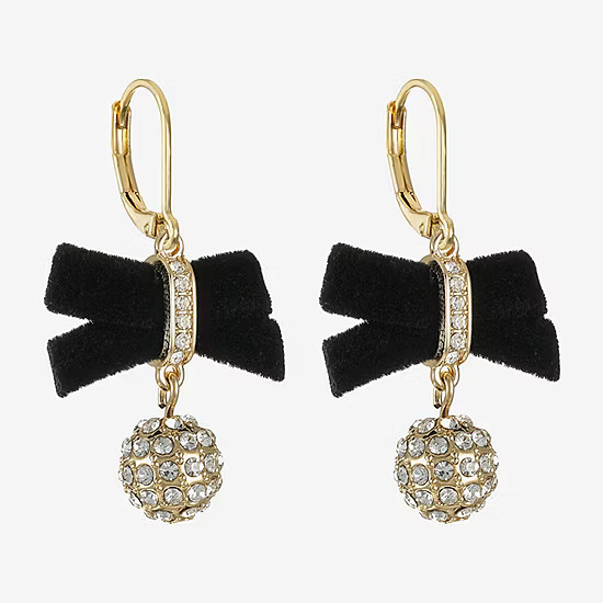 Monet Jewelry Gold Tone Velvet Womens Glass Bow Drop Earrings | JCPenney