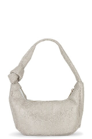 olga berg Jessica Soft Crystal Mesh Croissant Bag in Silver from Revolve.com | Revolve Clothing (Global)