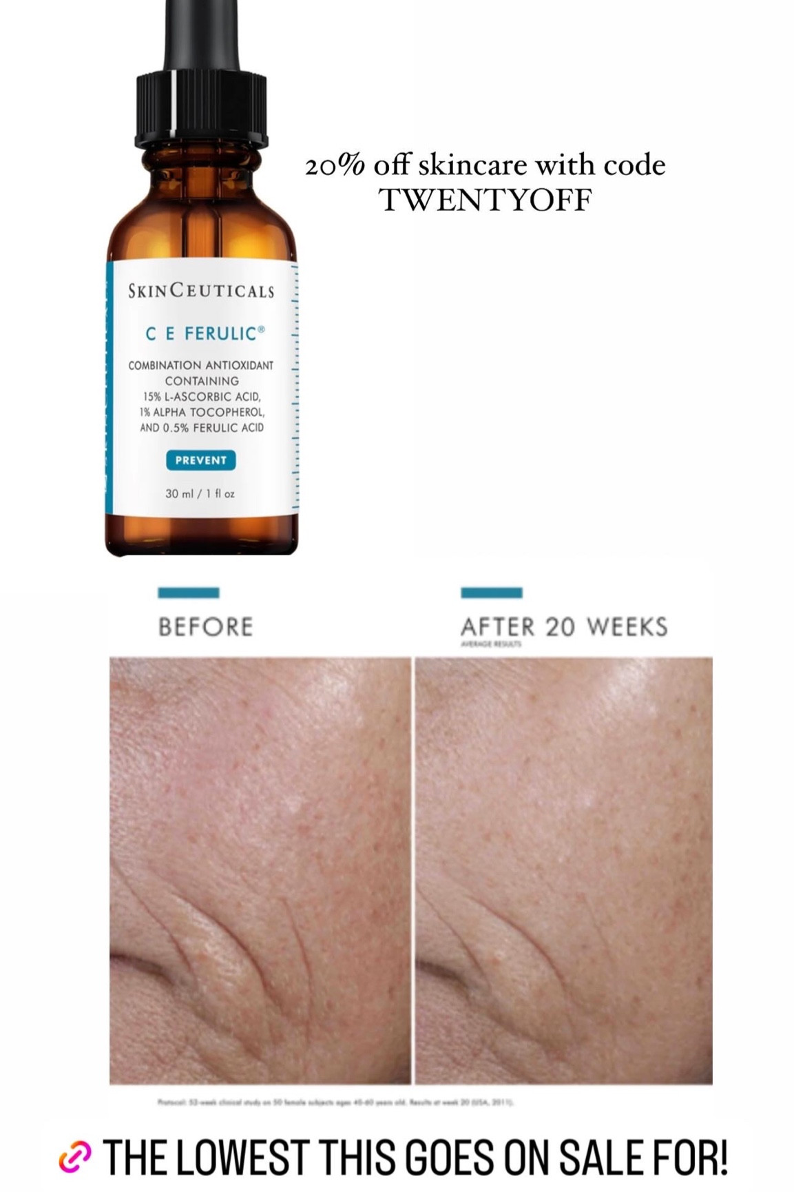 Skinceuticals serum to help with firming, dark pigment, brightening and protecting the skin from further damage. The GOAT of serums is on sale with code twentyoff

#LTKsalealert #LTKover40 #LTKbeauty