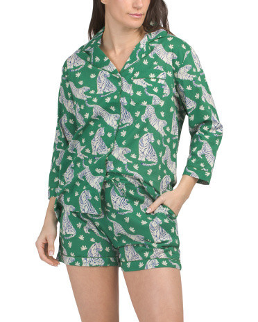 Cotton Tiger Print Top And Shorts Pajama Set | Family Pajamas | Marshalls | Marshalls
