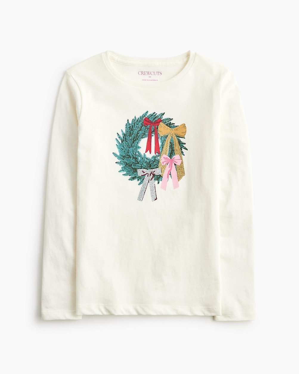 Girls' long-sleeve bow wreath graphic tee | J.Crew Factory