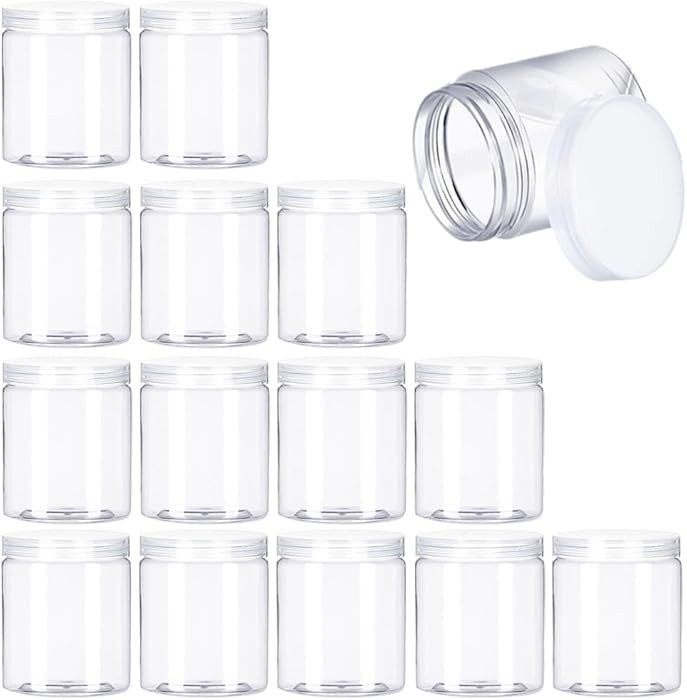 15 Pack 6oz Clear Plastic Jars Wide-mouth Storage Containers,Refillable Empty Containers for Dry ... | Amazon (US)