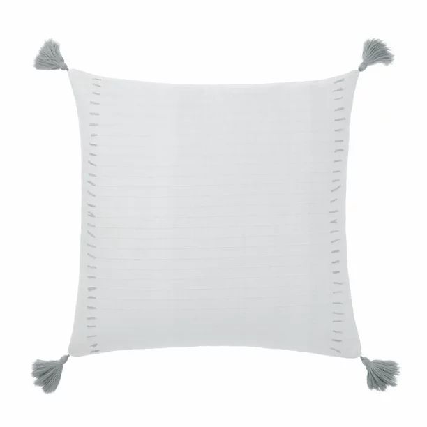 Gap Home Clipped Stripe Decorative Square Throw Pillow with Tassels Grey 20" x 20" | Walmart (US)