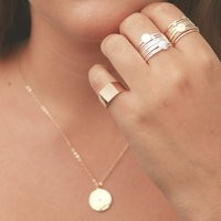 Large Gold Circle Necklace Initial Disk Simple Disc Everyday Layering Personalized Pendant Filled Je | Etsy (US)