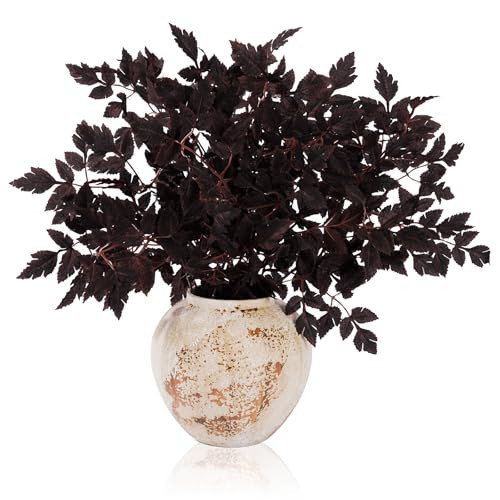 6 Pack Artificial Cimicifuga Plant Leaves Spray, 24 Inches Faux Plum Cimicifuga Stems Leaf, Fall Floral Stems for Vase, Fake Fall Branches Plants for Halloween, Thanksgiving, Wedding Decor | Amazon (US)
