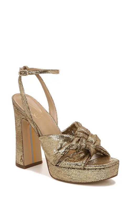 Sam Edelman Kristen Ankle Strap Platform Sandal in Gold Disco Leather at Nordstrom, Size 7 | Nordstrom