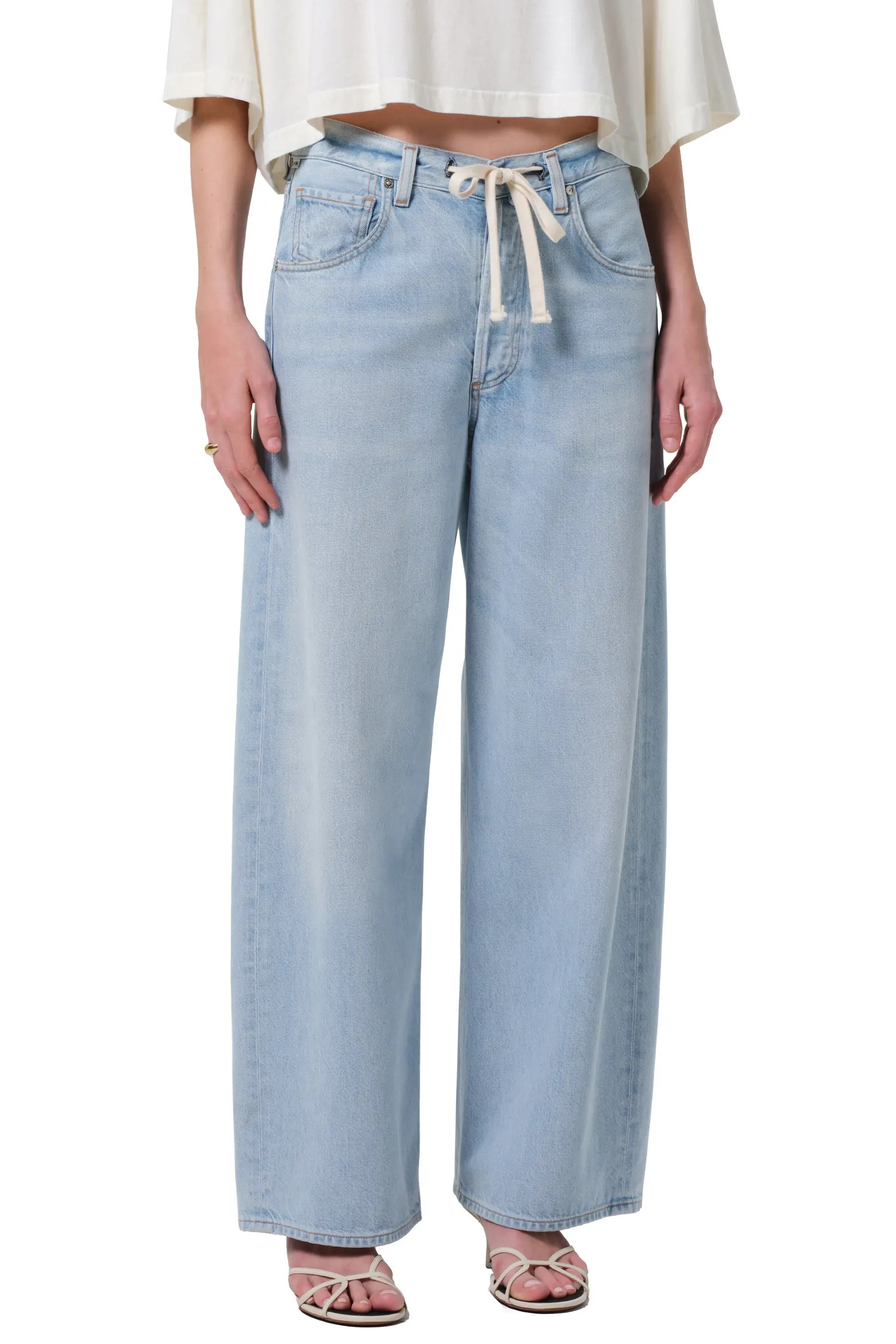 Brynn Drawstring Waist Wide Leg Jeans (Women) | Nordstrom | Nordstrom