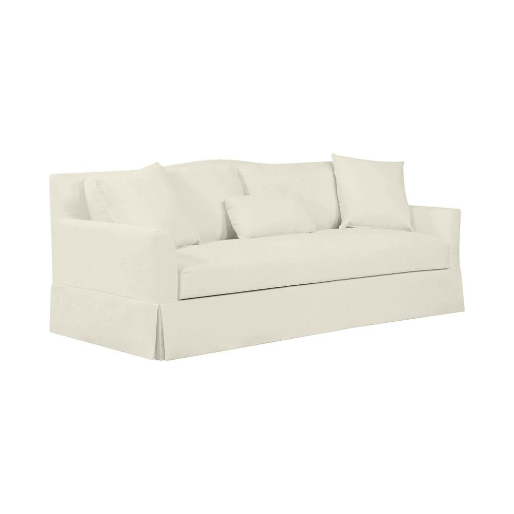 Handy Living Sandy 92.3 in. Creamy White Velvet 3-Seater Camelback Sofa with Removable Cushions-S... | The Home Depot