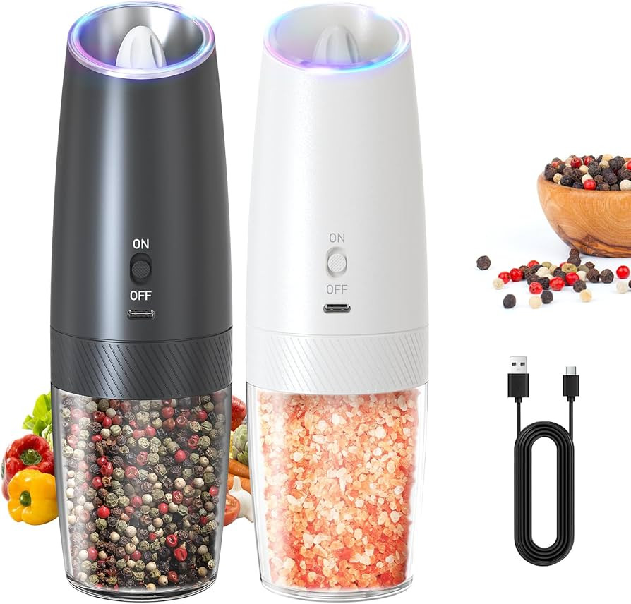CIRCLE JOY Rechargeable Salt and Pepper Grinder Set Gravity Electric Salt and Pepper Grinder Set,... | Amazon (US)