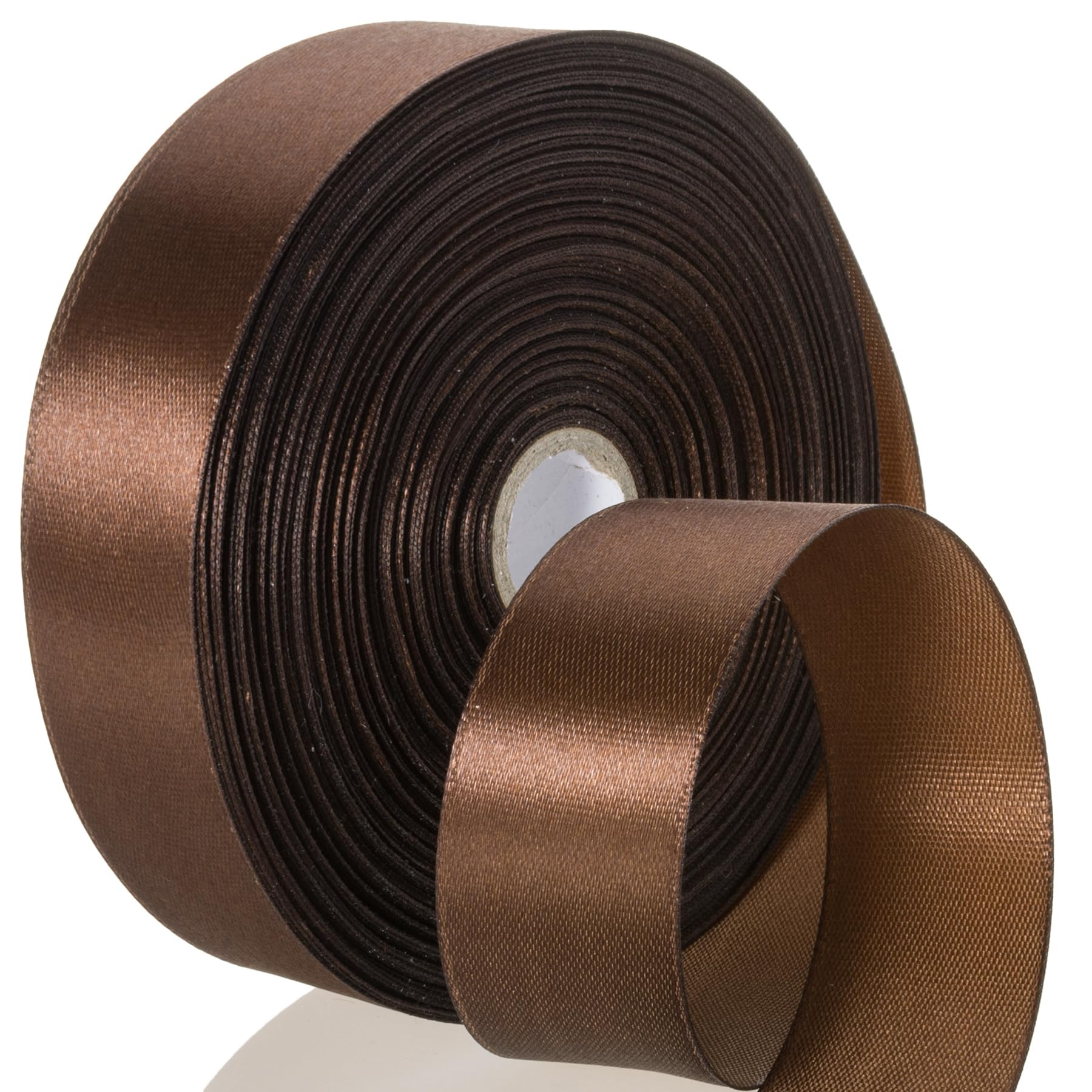 50 Yards 1 Inch Brown Satin Ribbon, Single Face Polyester Solid Color Craft Fabric Ribbon for Han... | Amazon (US)