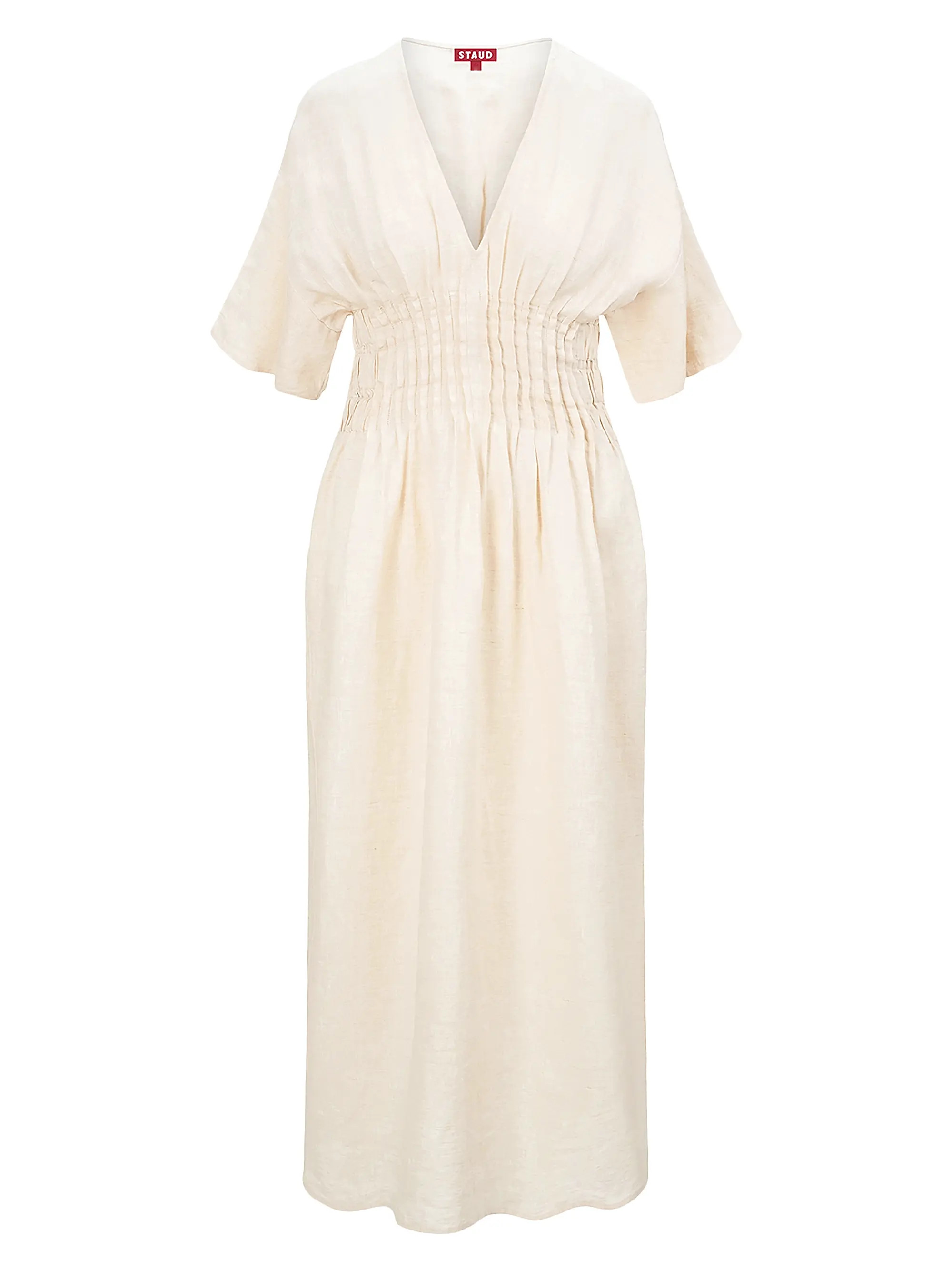 Lauretta Pleated Linen Midi-Dress | Saks Fifth Avenue