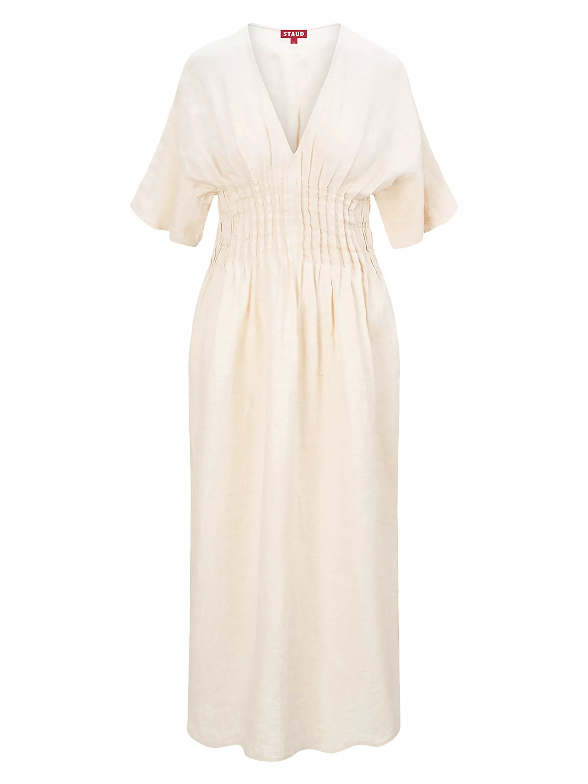 Lauretta Pleated Linen Midi-Dress | Saks Fifth Avenue