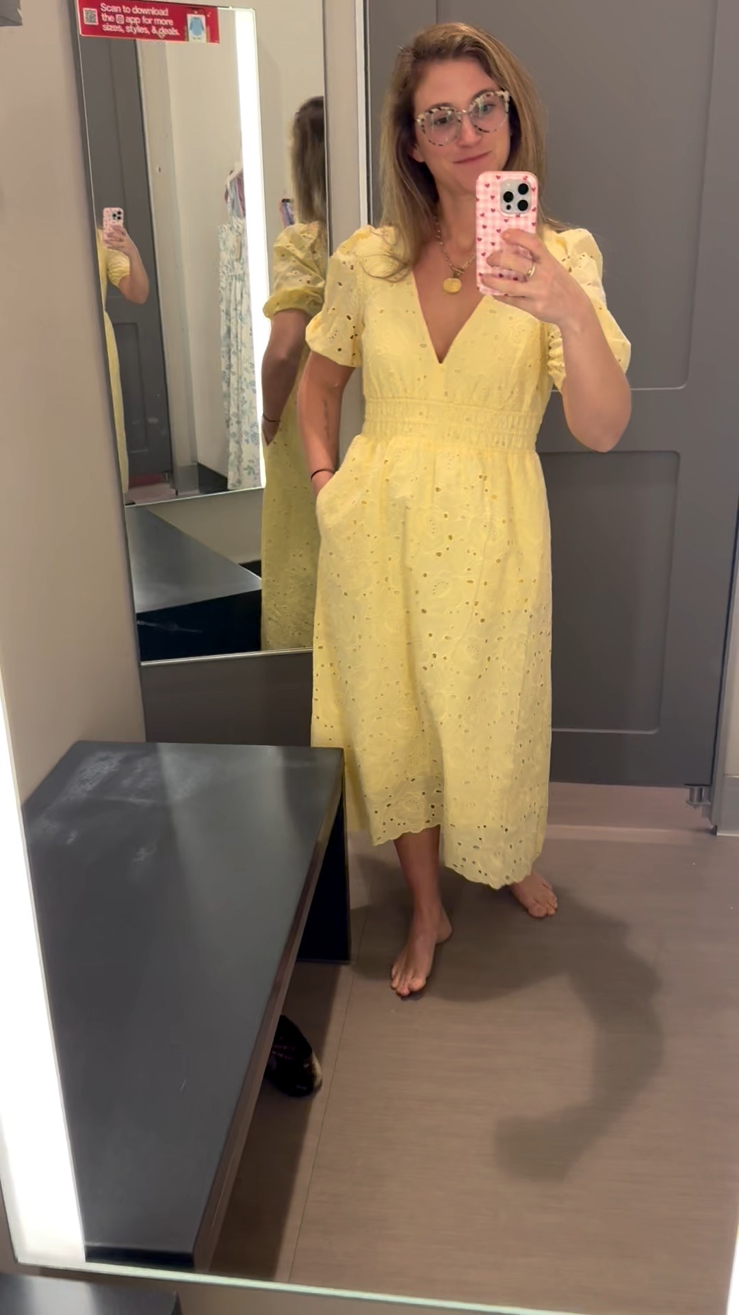 Pretty butter yellow eyelet mid dress . Would be perfect for an Easter  dress 