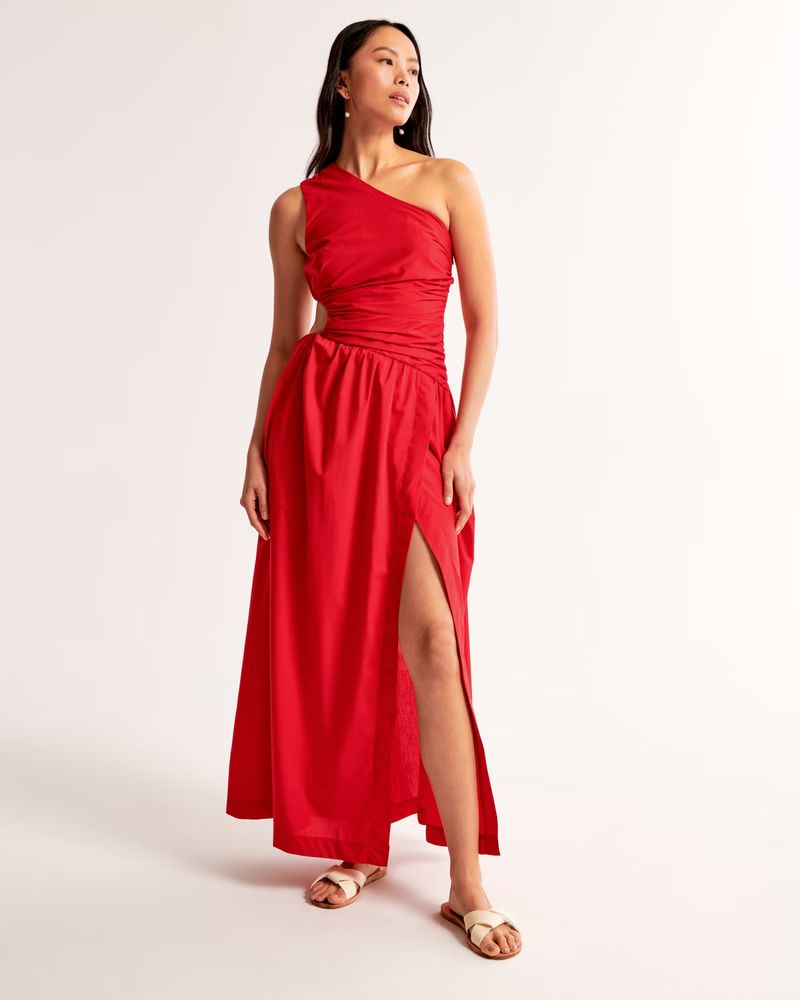 One-Shoulder Cutout Maxi Dress | Red Maxi Dress | Red Summer Dress | Abercrombie & Fitch (US)