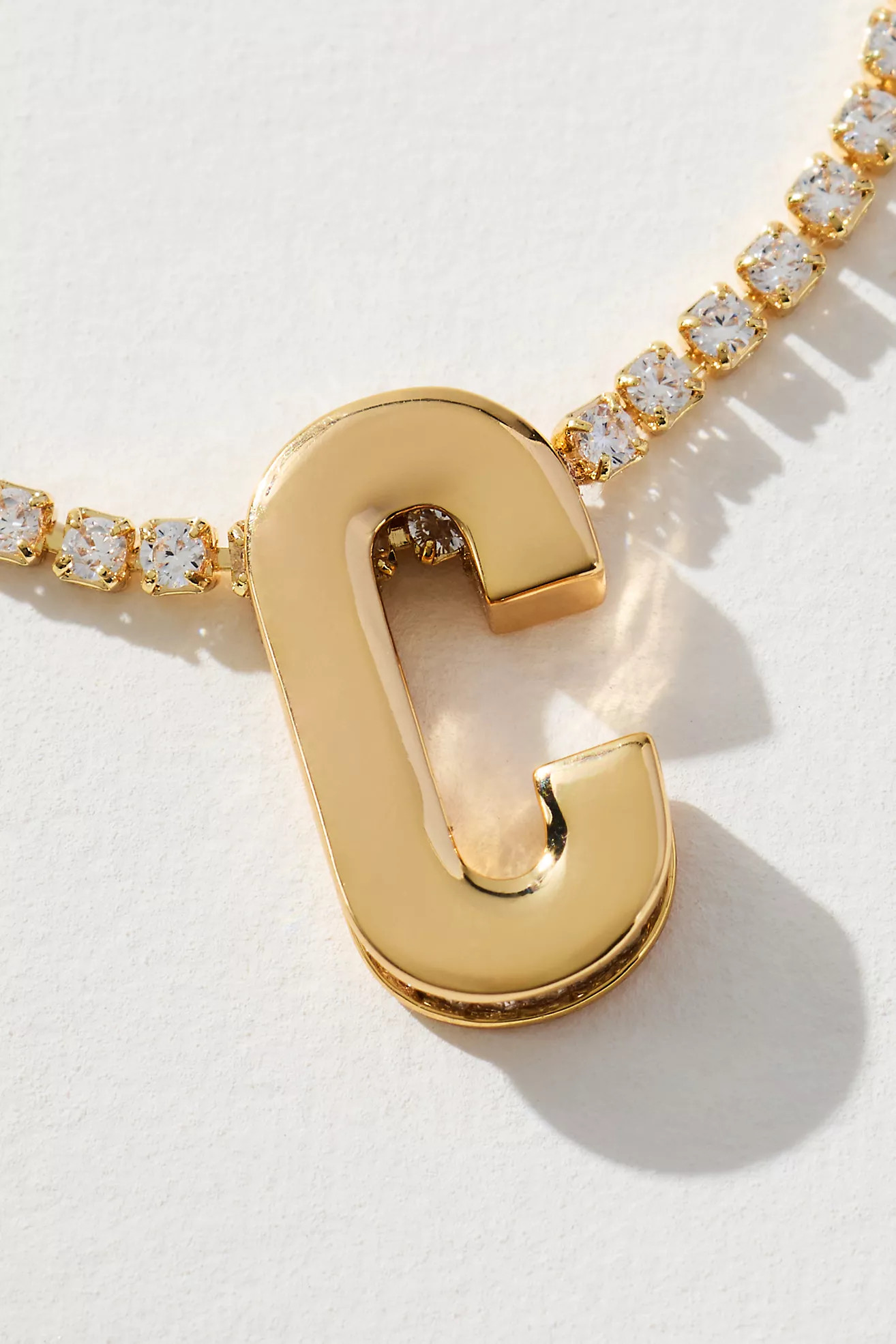 Large Shimmered Monogram Tennis Necklace | Anthropologie (US)