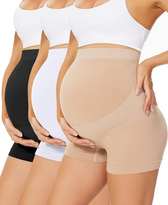Womens Seamless Maternity Boyshort Underwear Over Bump, Pregnancy High Waisted Shapewear Panties ... | Amazon (US)