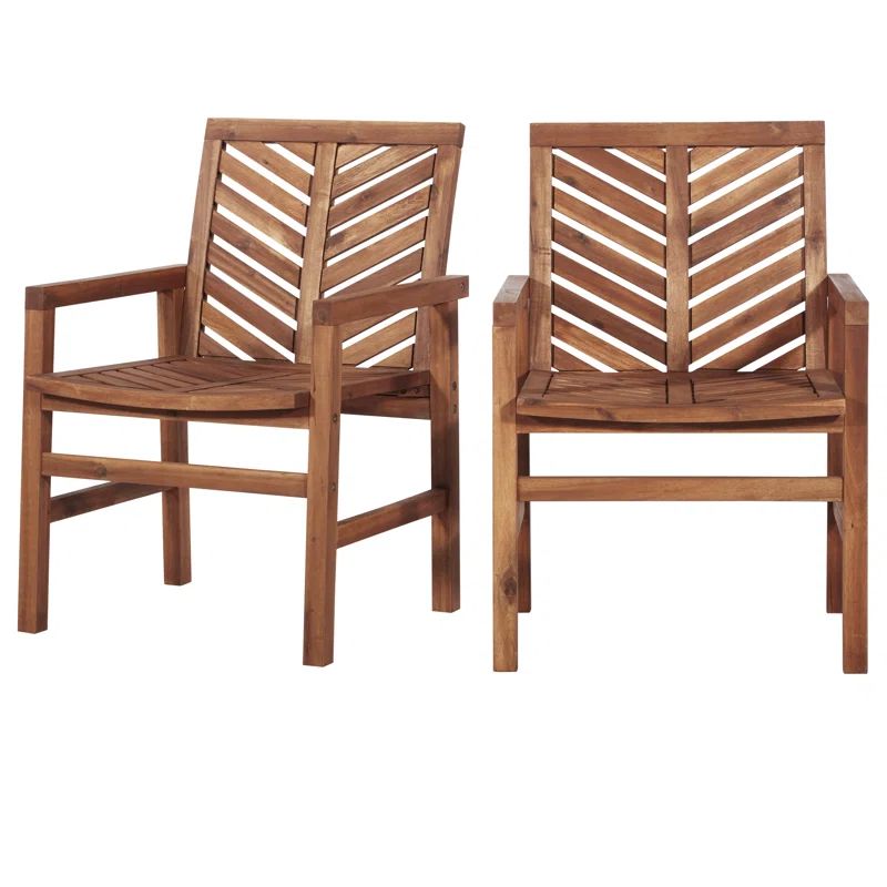 Harbison Acacia Outdoor Dining Armchair (Set of 2) | Wayfair North America