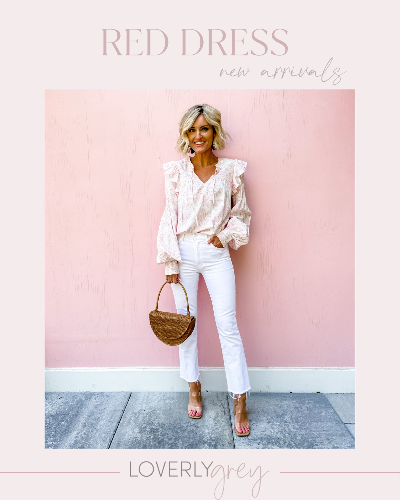 This blouse can be styled for work or play! Love the ruffle details! Loverly Grey is wearing an XS/25! 

#LTKstyletip #LTKFind #LTKSeasonal